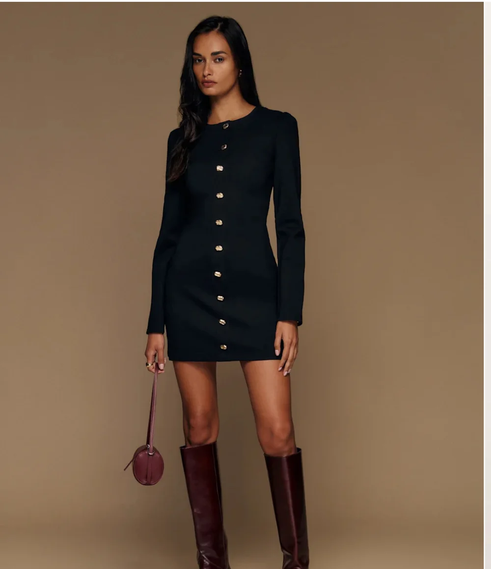 Reformation Micah Knit Dress Black - Size S